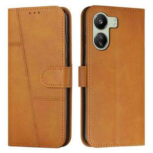 For Xiaomi Redmi 13C Stitching Calf Texture Buckle Leather Phone Case(Yellow)