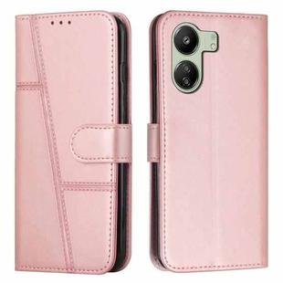 For Xiaomi Redmi 13C Stitching Calf Texture Buckle Leather Phone Case(Pink)