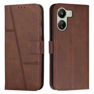 For Xiaomi Redmi 13C Stitching Calf Texture Buckle Leather Phone Case(Brown)