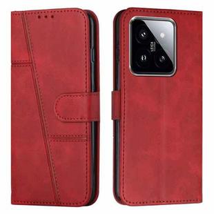 For Xiaomi 14 Stitching Calf Texture Buckle Leather Phone Case(Red)