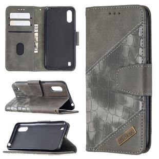 For Samsung Galaxy A01 Matching Color Crocodile Texture Horizontal Flip PU Leather Case with Wallet & Holder & Card Slots(Grey)