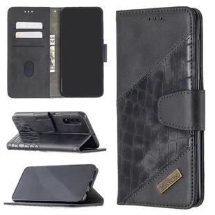 For Samsung Galaxy A50 Matching Color Crocodile Texture Horizontal Flip PU Leather Case with Wallet & Holder & Card Slots(Black)
