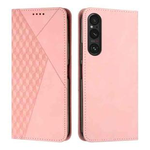For Sony Xperia 1 V 2023 Diamond Splicing Skin Feel Magnetic Leather Phone Case(Rose Gold)
