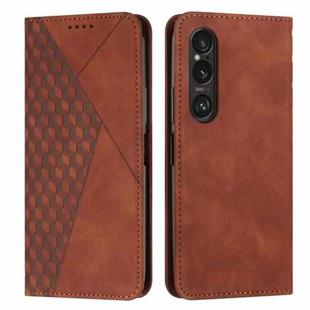 For Sony Xperia 1 VI Diamond Splicing Skin Feel Magnetic Leather Phone Case(Brown)