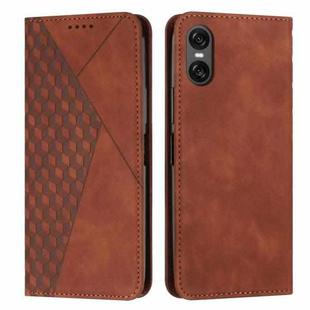 For Sony Xperia 5 VI Diamond Splicing Skin Feel Magnetic Leather Phone Case(Brown)