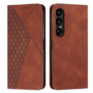 For Sony Xperia 1 VII Diamond Splicing Skin Feel Magnetic Leather Phone Case(Brown)