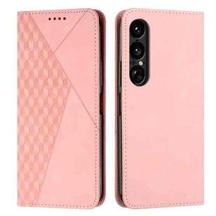 For Sony Xperia 1 VII Diamond Splicing Skin Feel Magnetic Leather Phone Case(Rose Gold)
