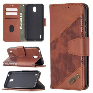 For Nokia 1.3 Matching Color Crocodile Texture Horizontal Flip PU Leather Case with Wallet & Holder & Card Slots(Brown)