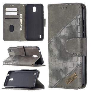 For Nokia 1.3 Matching Color Crocodile Texture Horizontal Flip PU Leather Case with Wallet & Holder & Card Slots(Grey)