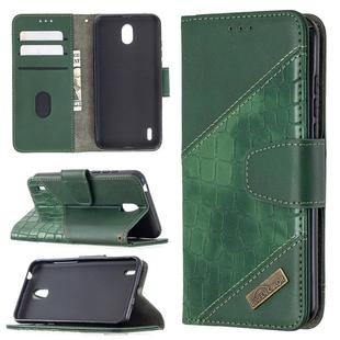 For Nokia 1.3 Matching Color Crocodile Texture Horizontal Flip PU Leather Case with Wallet & Holder & Card Slots(Green)