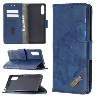 For Sony Xperia L4 Matching Color Crocodile Texture Horizontal Flip PU Leather Case with Wallet & Holder & Card Slots(Blue)