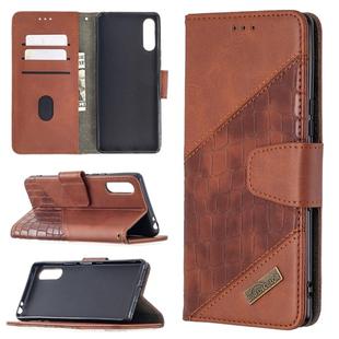 For Sony Xperia L4 Matching Color Crocodile Texture Horizontal Flip PU Leather Case with Wallet & Holder & Card Slots(Brown)