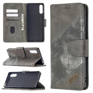 For Sony Xperia L4 Matching Color Crocodile Texture Horizontal Flip PU Leather Case with Wallet & Holder & Card Slots(Grey)