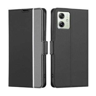 For Motorola Moto G54 5G EU Edition Twill Texture Side Button Leather Phone Case(Black)