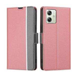 For Motorola Moto G54 5G EU Edition Twill Texture Side Button Leather Phone Case(Pink)