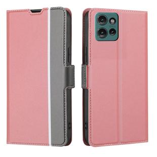For Motorola Edge 50 5G Twill Texture Side Button Leather Phone Case(Pink)