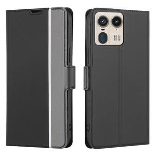 For Motorola Edge 50 Ultra Twill Texture Side Button Leather Phone Case(Black)