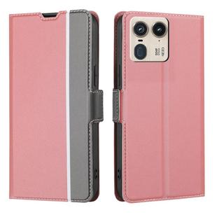 For Motorola Edge 50 Ultra Twill Texture Side Button Leather Phone Case(Pink)
