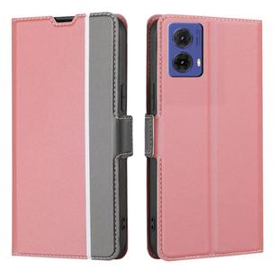 For Motorola Moto G85 5G Twill Texture Side Button Leather Phone Case(Pink)