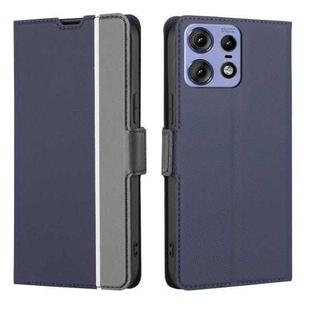 For Motorola Edge 50 Pro 5G Twill Texture Side Button Leather Phone Case(Blue)