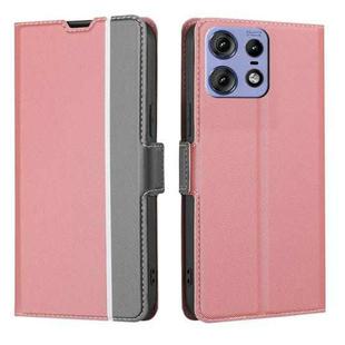 For Motorola Edge 50 Pro 5G Twill Texture Side Button Leather Phone Case(Pink)