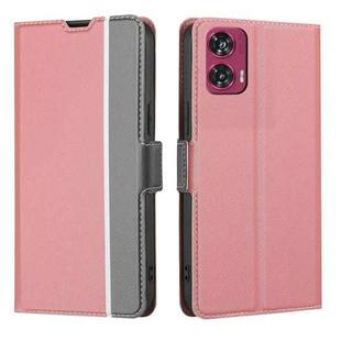 For Motorola Edge 50 Fusion 5G Twill Texture Side Button Leather Phone Case(Pink)