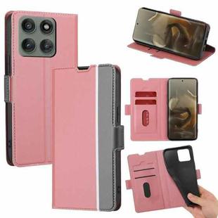 For Motorola Edge 60 Pro 5G Twill Texture Side Button Leather Phone Case(Pink)
