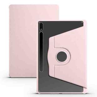 For Samsung Galaxy Tab S10+ / S9+ Acrylic 360 Degree Rotation Holder Tablet Leather Case(Sand Pink)