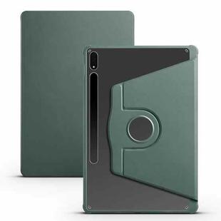 For Samsung Galaxy Tab S10+ / S9+ Acrylic 360 Degree Rotation Holder Tablet Leather Case(Dark Green)