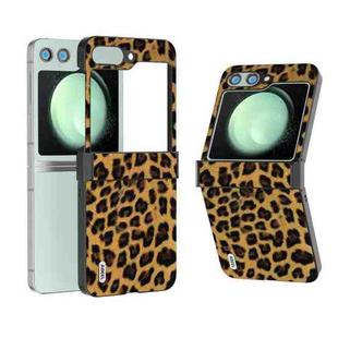 For Samsung Galaxy Z Flip5 ABEEL Hinge Black Edge Leopard Phone Case(Champagne Gold)