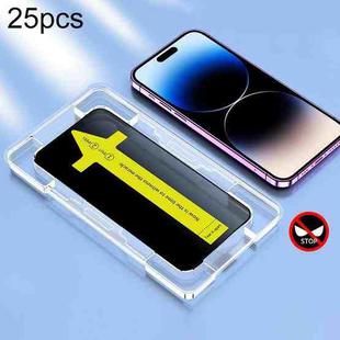 For iPhone 14 Pro Max 25pcs Anti-peeping Fast Attach Dust-proof Anti-static Tempered Glass Film