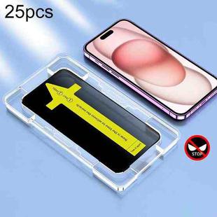 For iPhone 15 Pro 25pcs Anti-peeping Fast Attach Dust-proof Anti-static Tempered Glass Film