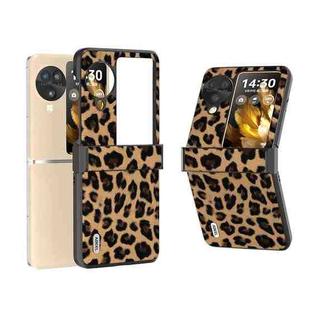 For OPPO Find N3 Flip ABEEL Hinge Black Edge Leopard Phone Case(Leopard Print)