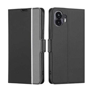 For Nothing Phone 2 Twill Texture Side Button Leather Phone Case(Black)