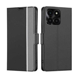 For Honor X6a 4G Twill Texture Side Button Leather Phone Case(Black)