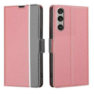 For Sony Xperia 1 VI Twill Texture Side Button Leather Phone Case(Pink)