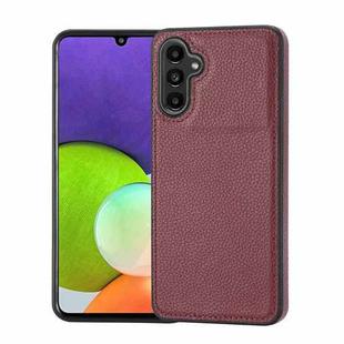 For Samsung Galaxy A13 5G/A04/A04s Litchi Pattern Stitched Side-mounted Phone Case(Dark Red)