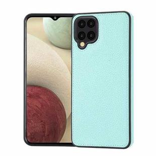 For Samsung Galaxy A22 4G Litchi Pattern Stitched Side-mounted Phone Case(Mint Green)