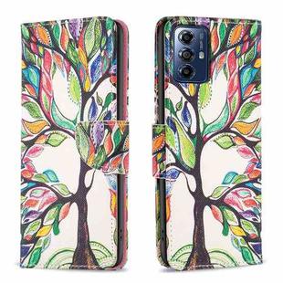 For Motorola Moto G Play 2024 Colored Drawing Pattern Leather Phone Case(Tree Life)