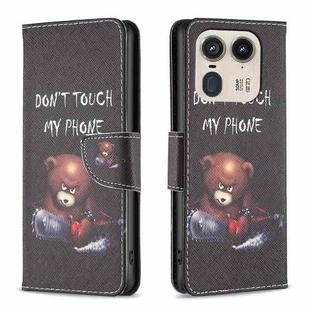 For Motorola Edge 50 Ultra Colored Drawing Pattern Leather Phone Case(Bear)