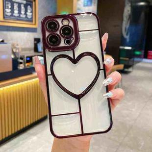 For iPhone 15 Pro Max Electroplating 3D Love TPU Phone Case(Purple)