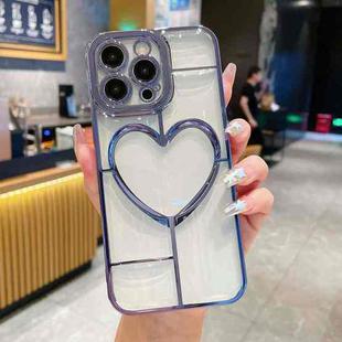 For iPhone 15 Pro Electroplating 3D Love TPU Phone Case(Sierra Blue)