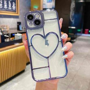 For iPhone 15 Plus Electroplating 3D Love TPU Phone Case(Sierra Blue)