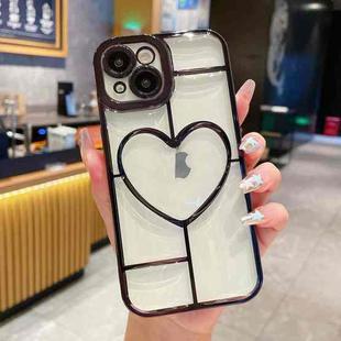 For iPhone 15 Electroplating 3D Love TPU Phone Case(Black)