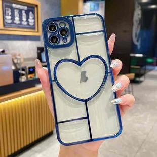 For iPhone 12 Pro Electroplating 3D Love TPU Phone Case(Dark Blue)