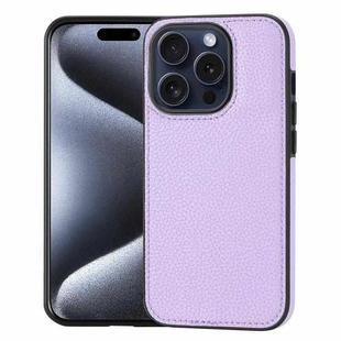 For iPhone 15 Pro Litchi Pattern Stitched Side-mounted Phone Case(Purple)