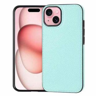 For iPhone 14 Plus/15 Plus Litchi Pattern Stitched Side-mounted Phone Case(Mint Green)