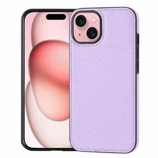 For iPhone 14 Plus/15 Plus Litchi Pattern Stitched Side-mounted Phone Case(Purple)