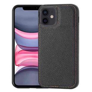 For iPhone 11 Litchi Pattern Stitched Side-mounted Phone Case(Black)