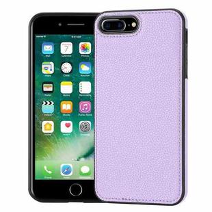 For iPhone 7 Plus/8 Plus Litchi Pattern Stitched Side-mounted Phone Case(Purple)